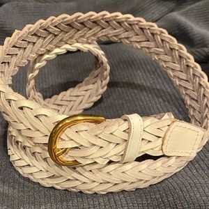 Vintage White Leather Braided Belt Size 40
